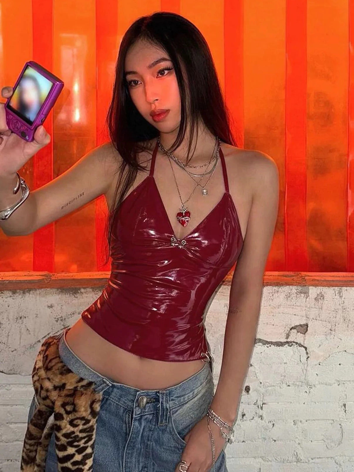Edgy baddie leather vest for trendy clubwear outfits