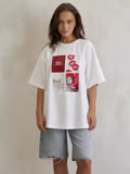 Oversized red kiss mon chéri t-shirt for women in Y2K aesthetic style