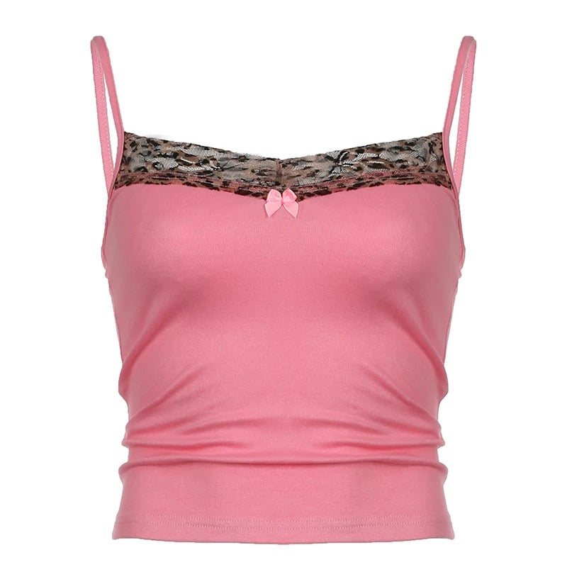 Stylish Y2K leopard print crop top with adjustable straps