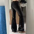 High street fall outfit featuring floral flare jeans
