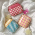 Retro grid AirPods case with striped checkered design