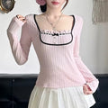 Trendy coquette style ribbed crop top for women