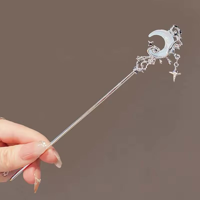 Chinese-style chopstick hairpin with celestial accents