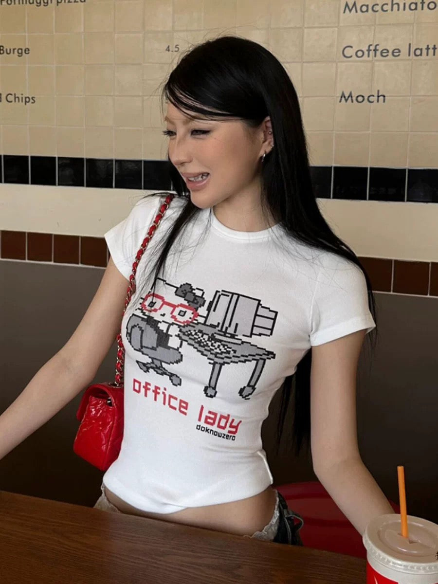 Back view displaying the seamless design and slim fit of the Hello Kitty tee