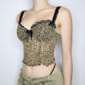 Slim leopard crop top with Y2K aesthetic vibe