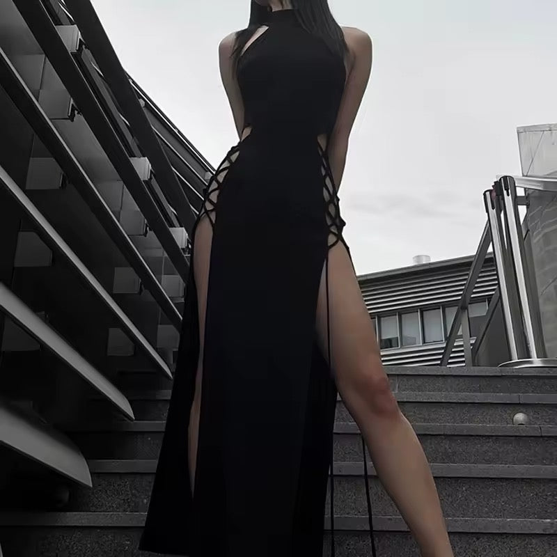 Sexy goth dress styled with accessories