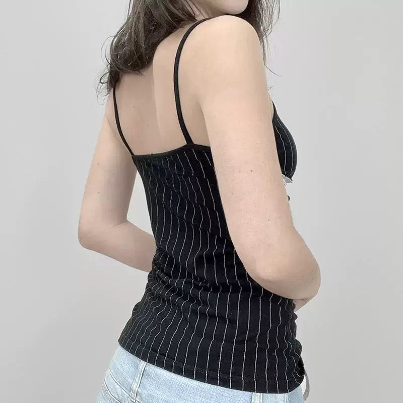 Sexy slim fit Y2K camisole with a sleeveless deep V-neck style