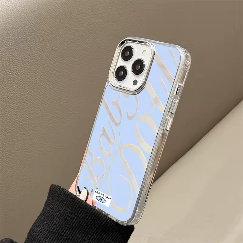 Trendy English Letter Mirror Phone Case for iPhone 15 & 14
