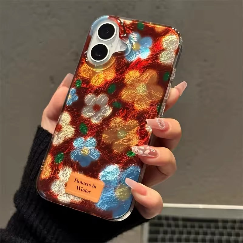 Luxury small flowers iPhone case with retro aesthetics