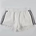 Casual streetwear shorts with elastic waist and patchwork lace