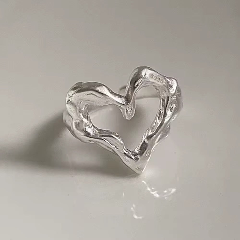 Silver heart ring in 925 sterling silver