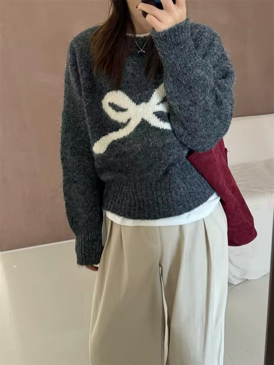 Gray knit sweater for balletcore wardrobe