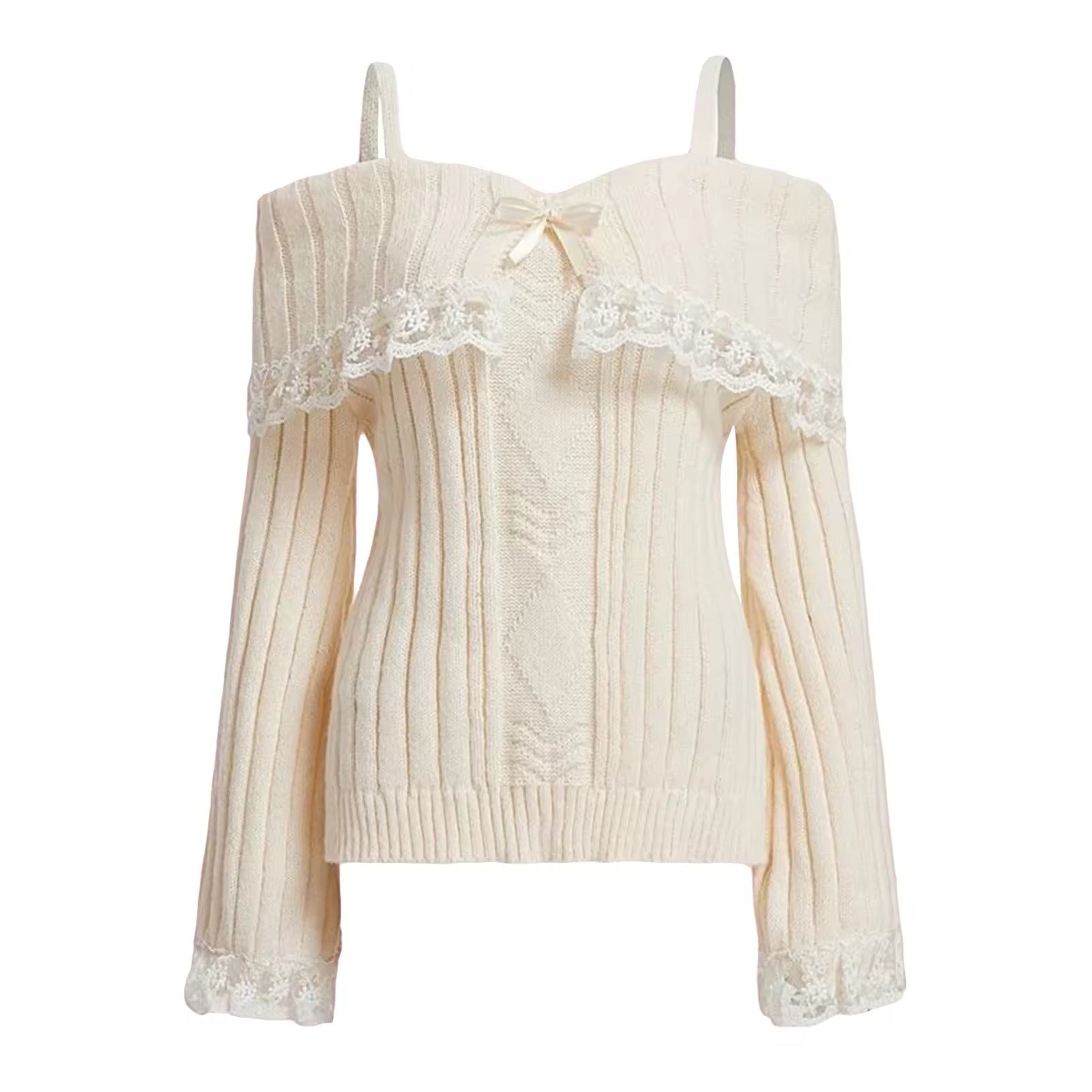 Y2K aesthetic pullover with exposed shoulders