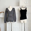 Coquette style outfit with knit pullover