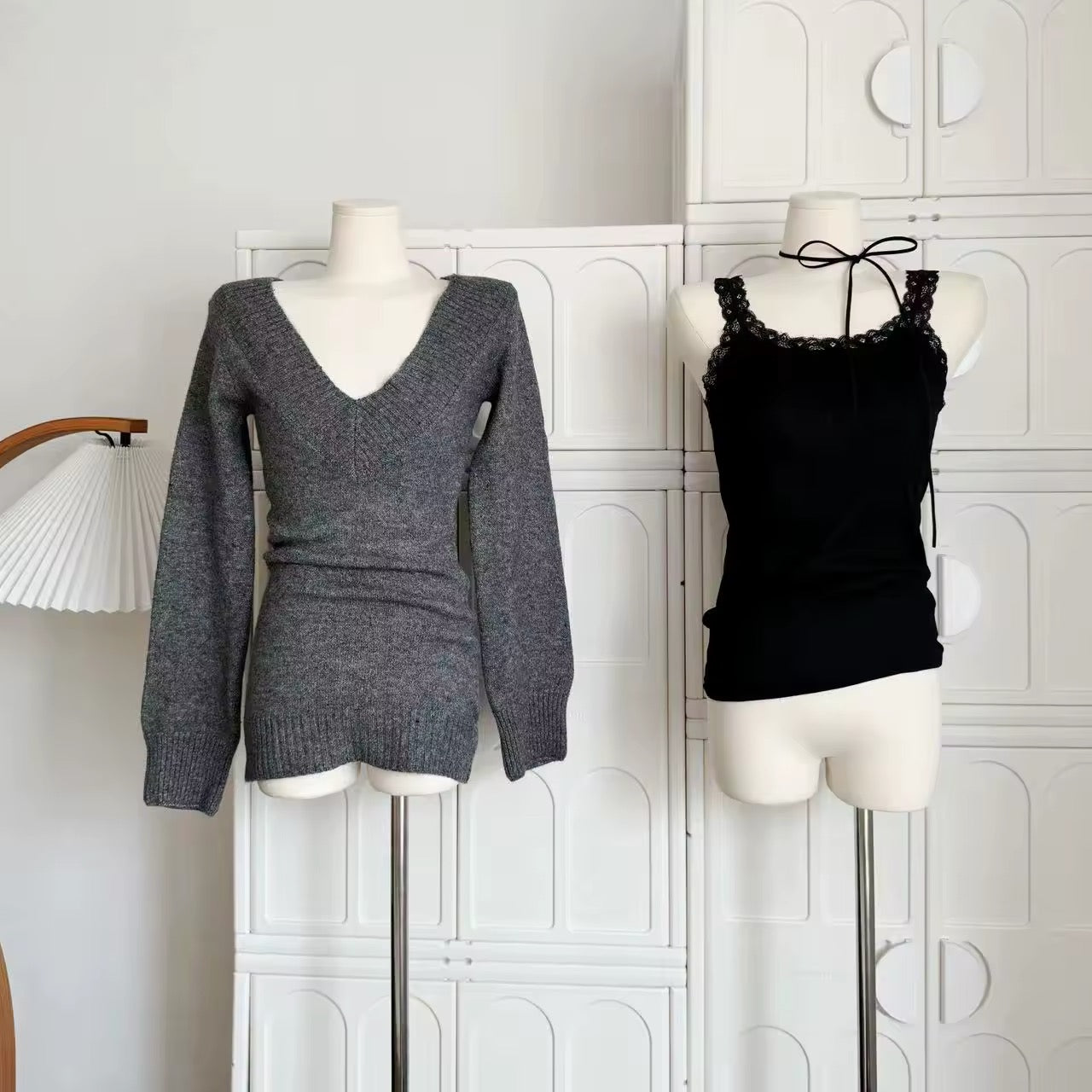 Coquette style outfit with knit pullover