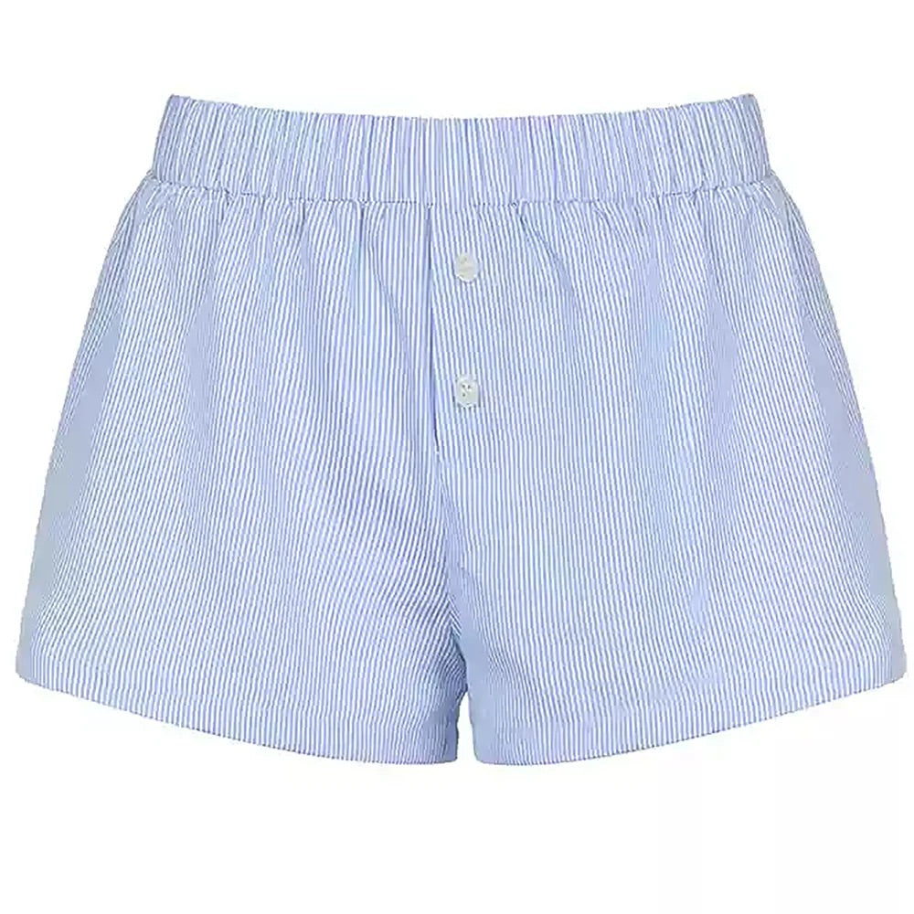 Soft striped lounge shorts with button detail and drawstring