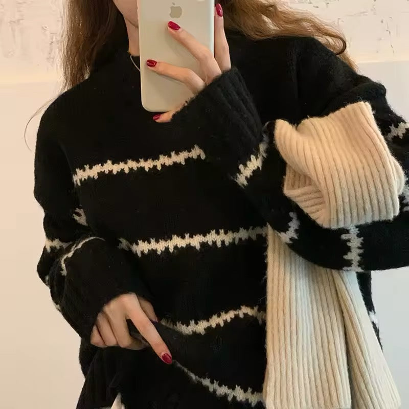Japanese inspired knitwear with striped pattern