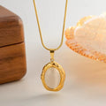 Minimalist oval opal pendant necklace in gold-plated design