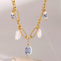 Timeless vintage floral ceramic bead necklace