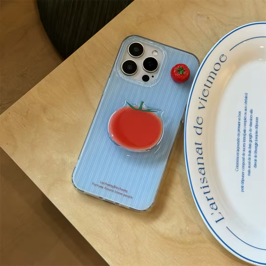Korean aesthetic 3D tomato iPhone case with soft edges