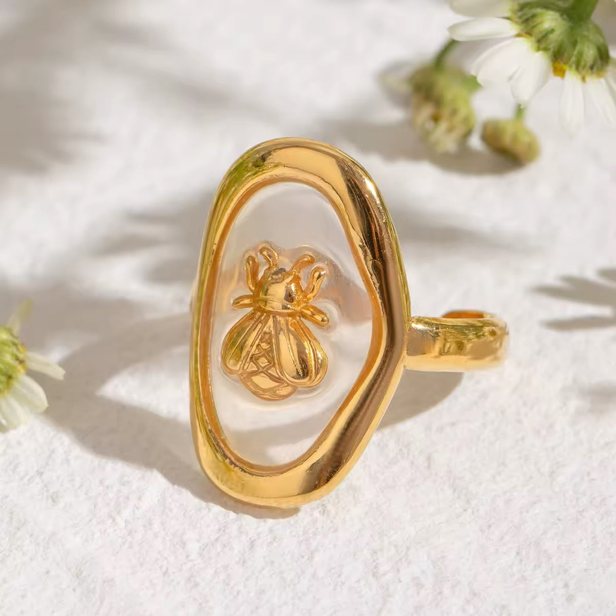Fashionable oval bee ring perfect for boho and aesthetic outfits