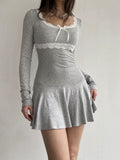 Square collar mini dress with a touch of Parisian elegance