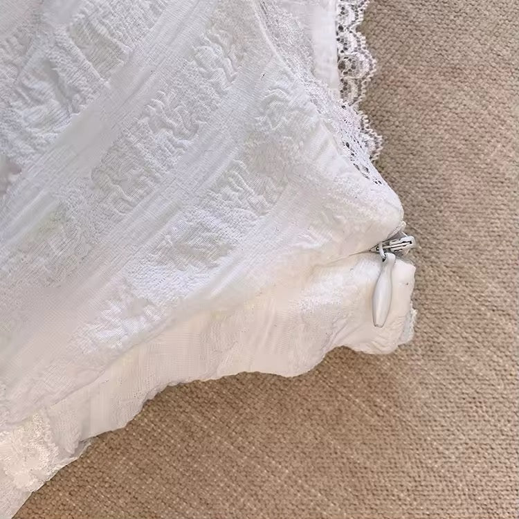 Side view of layered coquette mini skirt