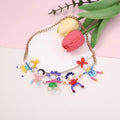 Aesthetic Y2K Kidcore beaded necklace with adorable cartoon charms, bright acrylic beads, and trendy collar bone chain for vintage-inspired jewelry