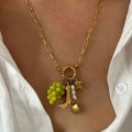 Coquette-style gold-plated grape pendant necklace for women
