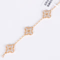 V-Gold bracelet with crystal clover charm and polished shine