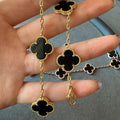 Gold-plated four-leaf clover bracelet with sparkle