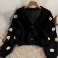 Cozy aesthetic sweater with soft flower design