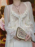 Two-piece dress and robe with Victorian-inspired ruffles