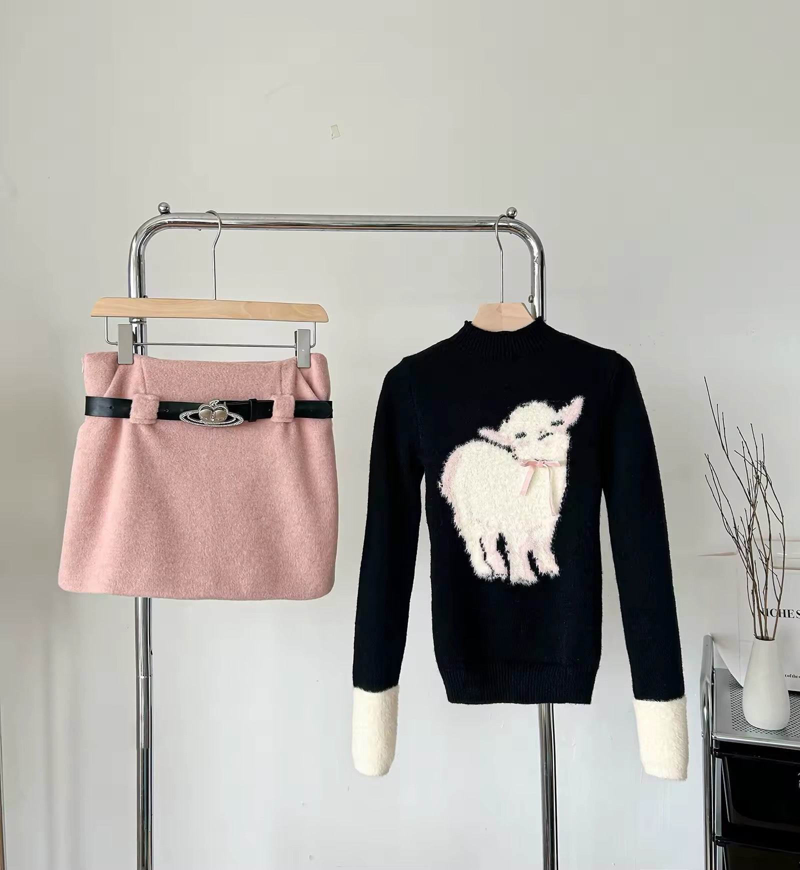 Cozy aesthetic sweater with patchwork and lace details
