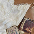 Vintage fairy dress set in white lace and chiffon
