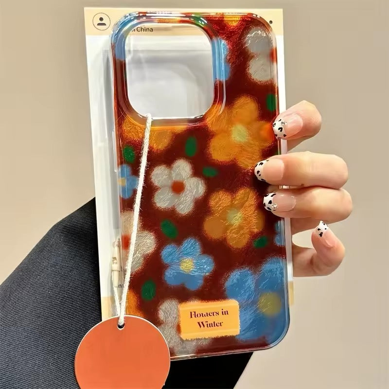 Minimalist floral pattern phone case for Korean aesthetics