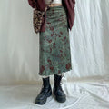 Elegant Harajuku fairycore midi skirt with low-rise waist design.
