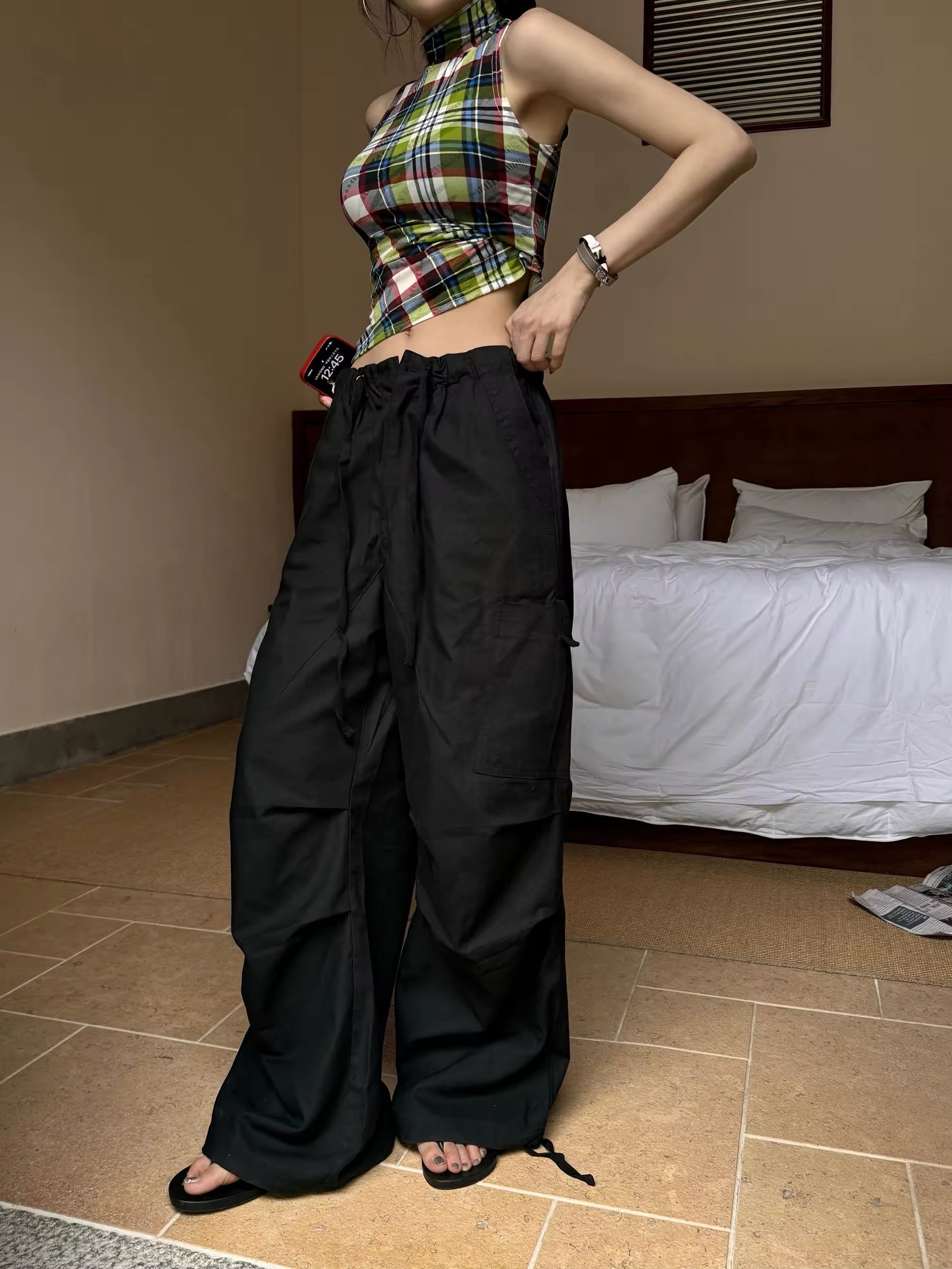 aesthetic american retro plaid top women