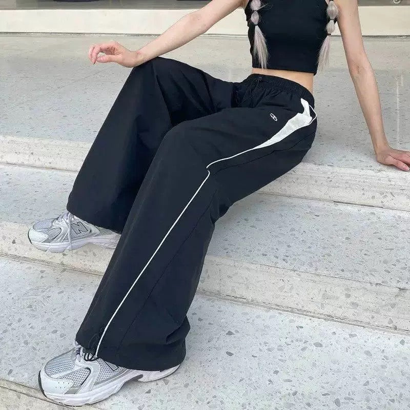 high waist loose pants with detail