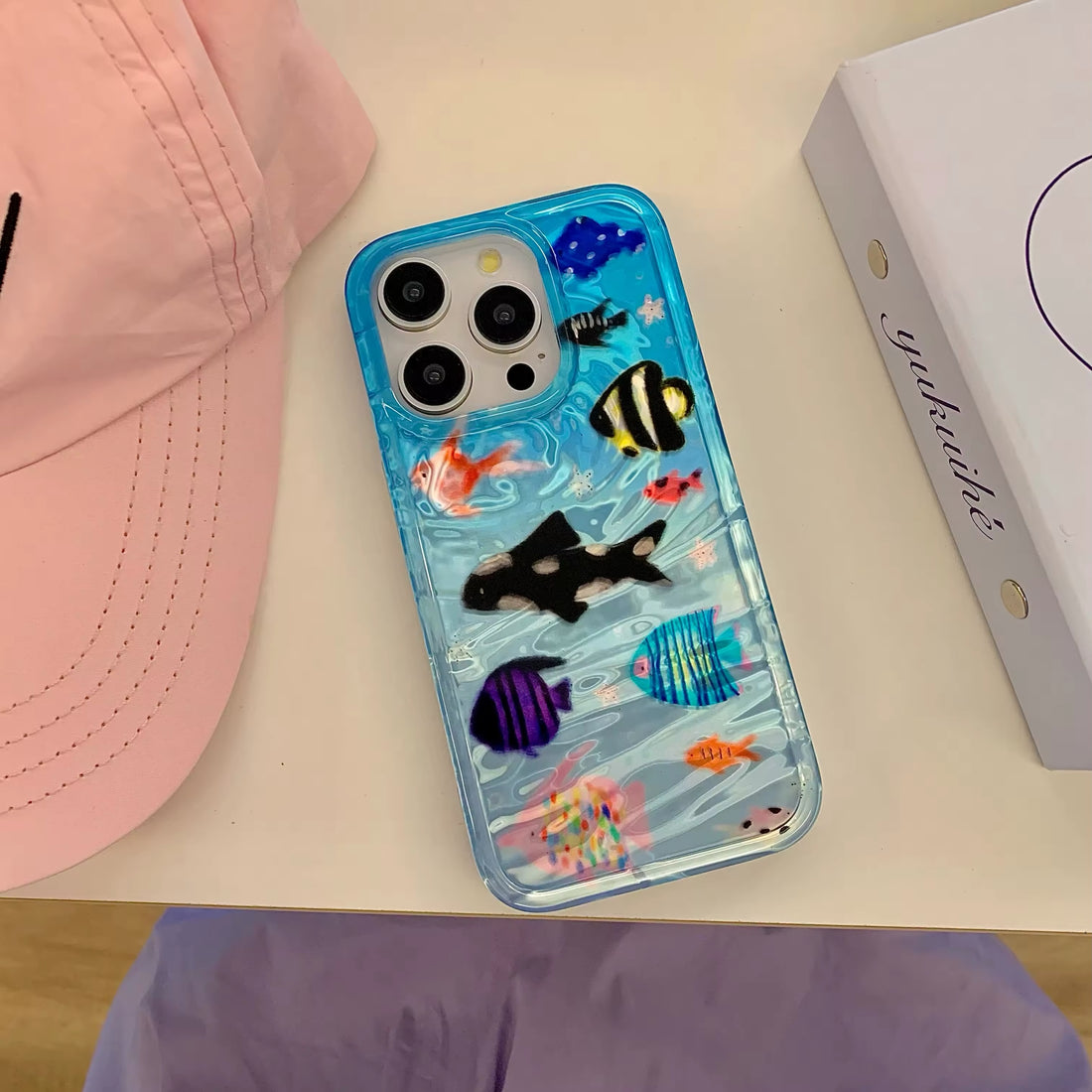 Shockproof soft bumper iPhone case with cute fish illustration