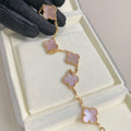 Designer bracelet with pink clover charm and waterproof gold base