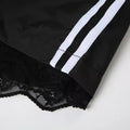 Harajuku aesthetic shorts with contrast stripes and soft lace edges