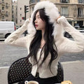 Cozy Korean style knit hoodie
