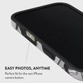 The iPhone case in a close-up shot, focusing on the texture of the TPU material