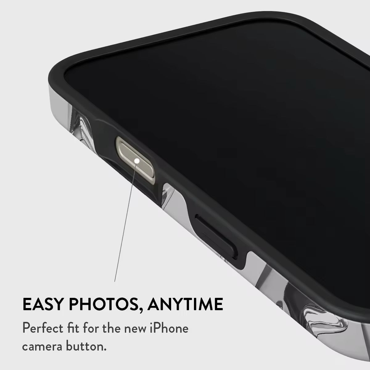 The iPhone case in a close-up shot, focusing on the texture of the TPU material