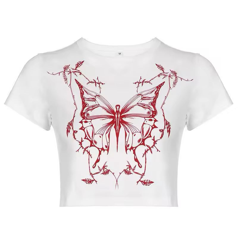 Trendy Y2K butterfly crop top perfect for casual & party outfits