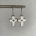 Pink cross statement earrings for women, gothic and EMO fashion accessory perfect for Y2K aesthetic party outfits