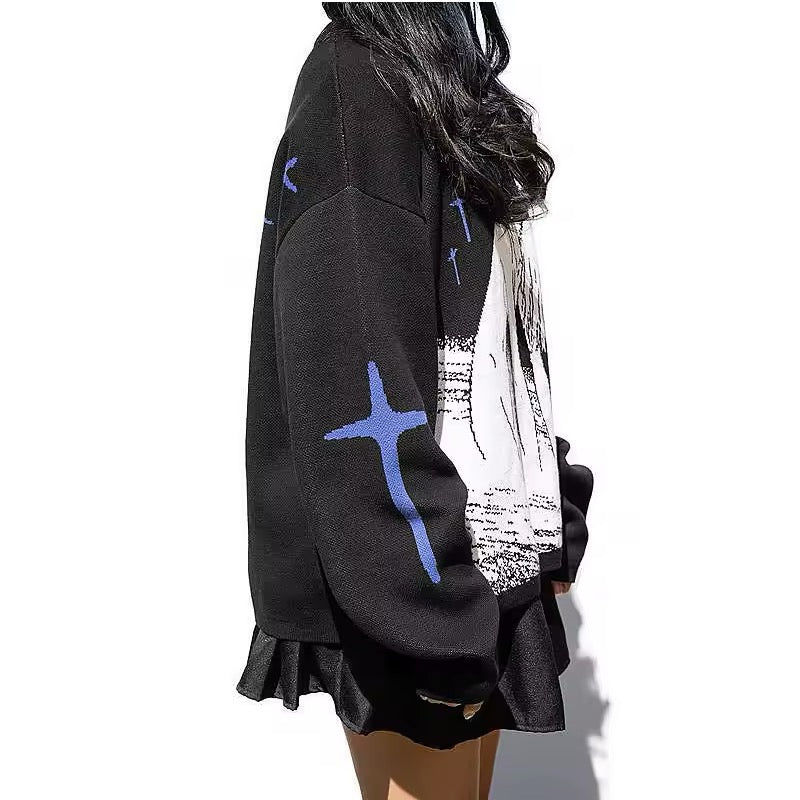 Kawaii cartoon girl sweater perfect for e-girl aesthetic