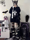 Styled with furry leg warmers and statement boots for edgy fashion look.

