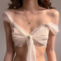Balletcore-inspired lace-up corset top in soft girl fashion